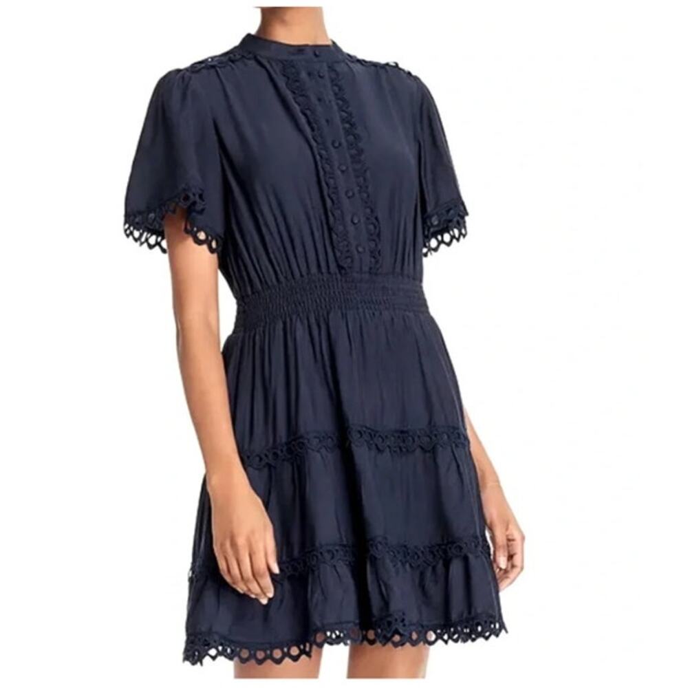 Aqua Classy Smocked Flutter Sleeve Mini Dress Size Small